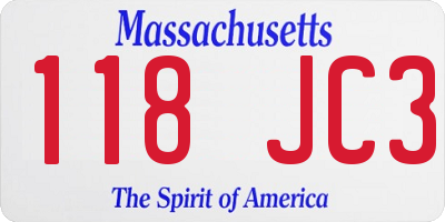 MA license plate 118JC3