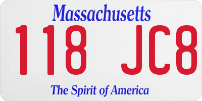 MA license plate 118JC8