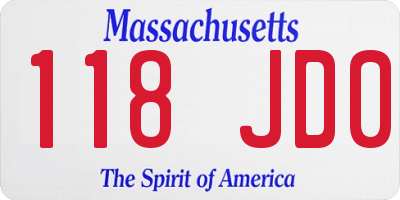 MA license plate 118JD0