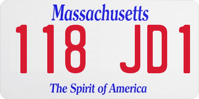 MA license plate 118JD1