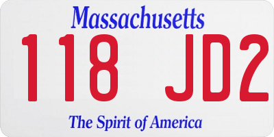 MA license plate 118JD2