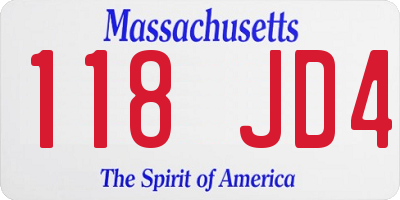 MA license plate 118JD4