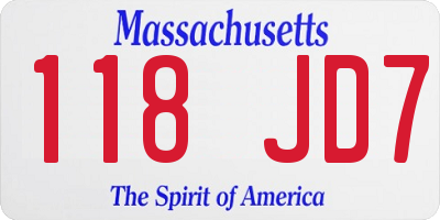 MA license plate 118JD7