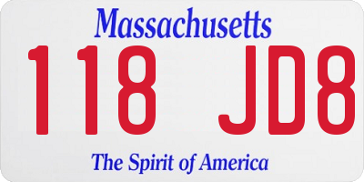 MA license plate 118JD8