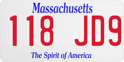 MA license plate 118JD9