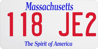 MA license plate 118JE2