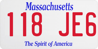 MA license plate 118JE6