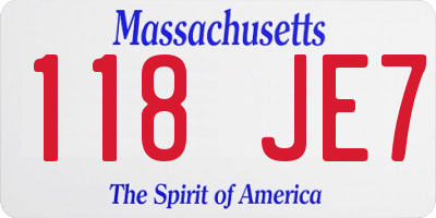 MA license plate 118JE7