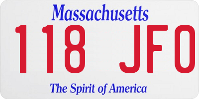 MA license plate 118JF0