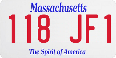 MA license plate 118JF1