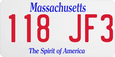 MA license plate 118JF3