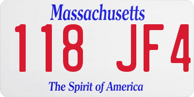 MA license plate 118JF4