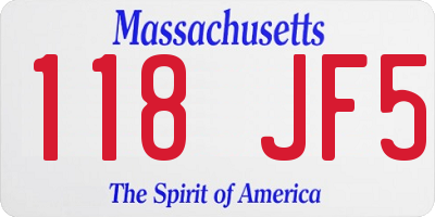 MA license plate 118JF5