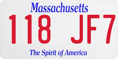 MA license plate 118JF7