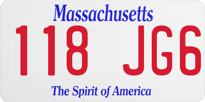 MA license plate 118JG6