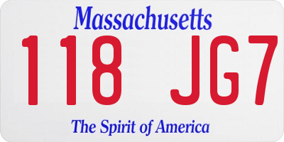 MA license plate 118JG7