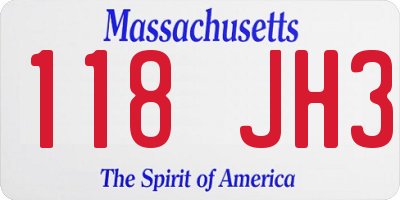 MA license plate 118JH3