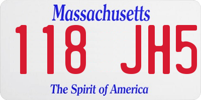 MA license plate 118JH5