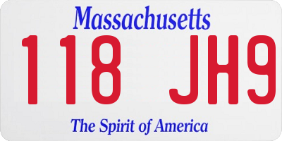 MA license plate 118JH9