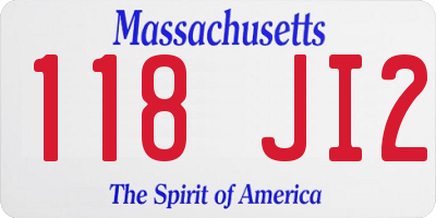 MA license plate 118JI2