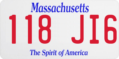 MA license plate 118JI6