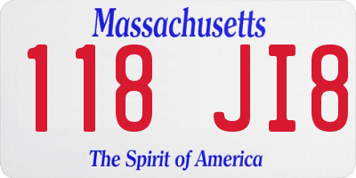 MA license plate 118JI8