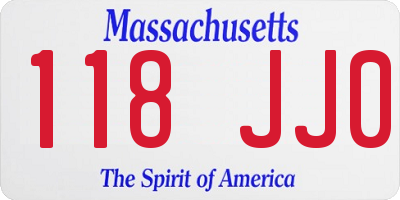MA license plate 118JJ0