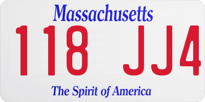 MA license plate 118JJ4