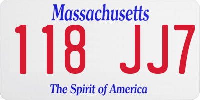 MA license plate 118JJ7