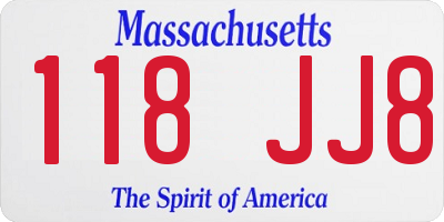 MA license plate 118JJ8