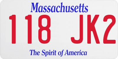 MA license plate 118JK2