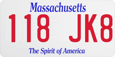 MA license plate 118JK8