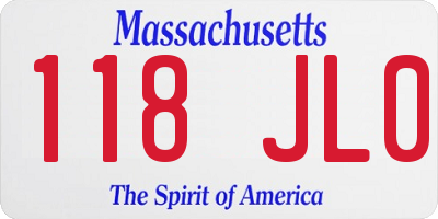MA license plate 118JL0
