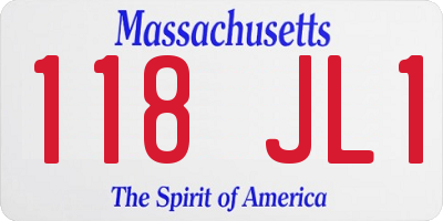 MA license plate 118JL1