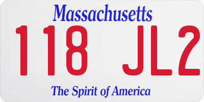 MA license plate 118JL2