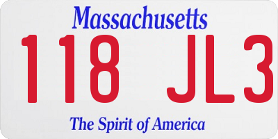 MA license plate 118JL3