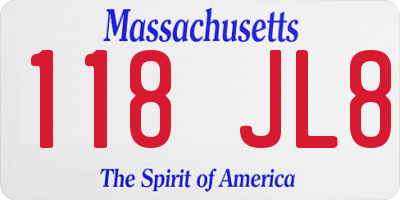 MA license plate 118JL8