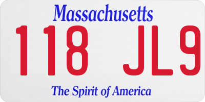 MA license plate 118JL9