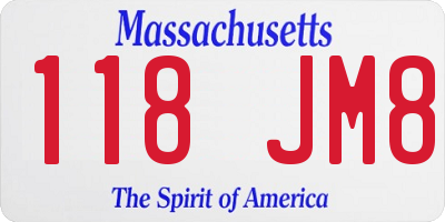 MA license plate 118JM8