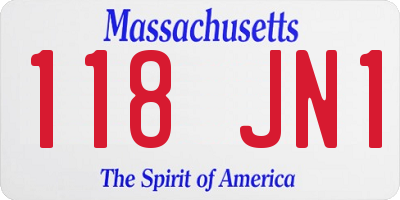 MA license plate 118JN1