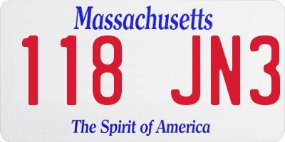 MA license plate 118JN3
