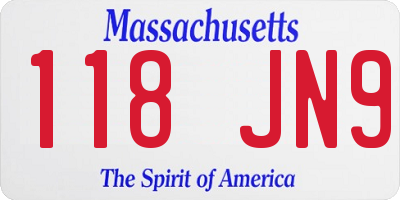 MA license plate 118JN9