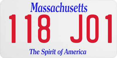 MA license plate 118JO1