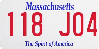 MA license plate 118JO4