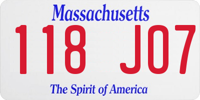 MA license plate 118JO7