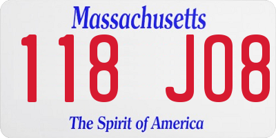 MA license plate 118JO8