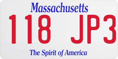 MA license plate 118JP3