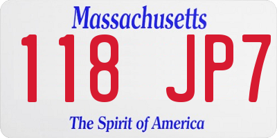 MA license plate 118JP7