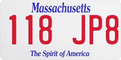 MA license plate 118JP8