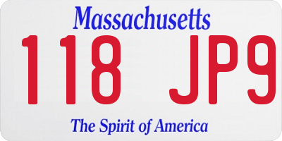 MA license plate 118JP9